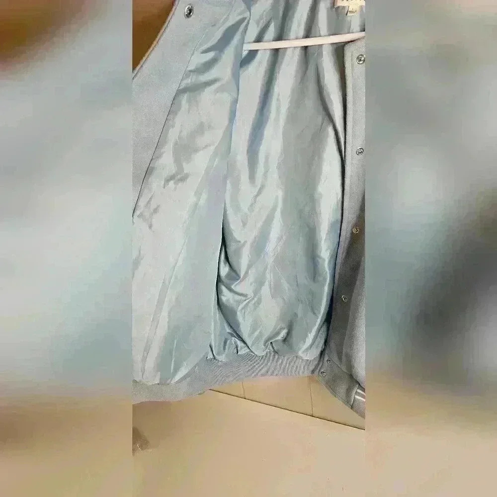 BaeVely Girls Club Good Vibes Bomber Jacket Blue White Juniors Large - Picture 8 of 11